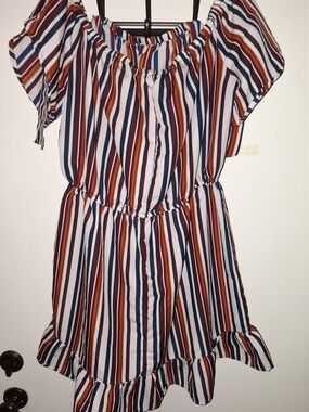 Stylehouse Women’s Multicolor Striped Off Shoulder Romper Elastic Waist XL